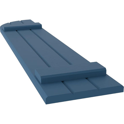 Ekena Millwork ARW101BQ311X31HBH Americraft Three 2 Exterior Real Wood Joined Board-n-Batten Shutters w/Arch Top (Per Pair), 10 1/2"W x 31"H, Sojourn Blue