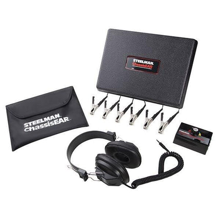 STEELMAN ChassisEAR Electronic Squeak and Rattle Finder Auto Diagnostics Tool, 6 Microphone Clamps with Leads, Over-Ear Headphones