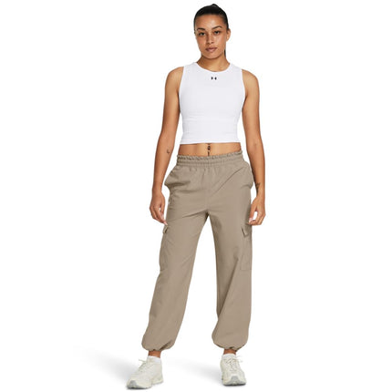 Under Armour Women's Armoursport Woven Cargo Pants, (203) Timberwolf Taupe / / White, Large
