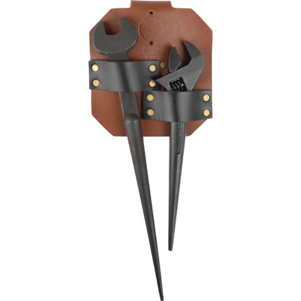 Klein Tools 5860 Spud Wrench Holder, Heavy-Duty Leather Tool Holder with Tucked Tunnel Loop Design