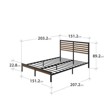 Zinus Kai Queen Bed Frame Bamboo Metal Base with Footboard