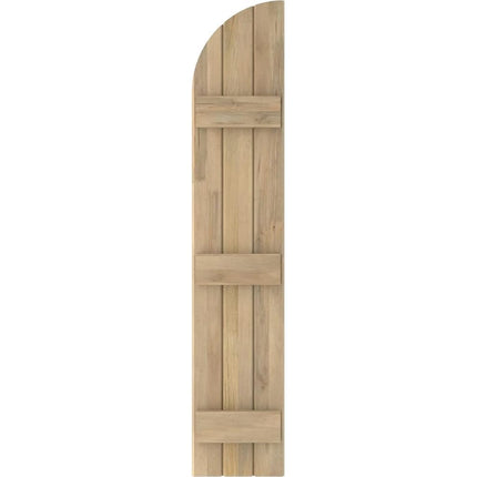 Ekena Millwork ARW401BQ311X33UNH Americraft Three 3 Exterior Real Wood Joined Board-n-Batten Shutters w/Arch Top (Per Pair), 10 1/2"W x 33"H, Unfinished