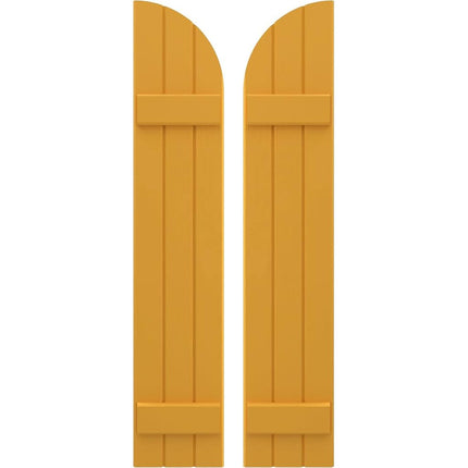 Ekena Millwork ARW101BQ311X34TUH Americraft Three 2 Exterior Real Wood Joined Board-n-Batten Shutters w/Arch Top (Per Pair), 10 1/2"W x 34"H, Turmeric