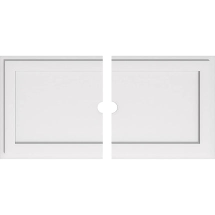 36"W x 18"H x 2"ID x 12 1/2"C x 1"P Rectangle Architectural Grade PVC Contemporary Ceiling Medallion, Two Piece