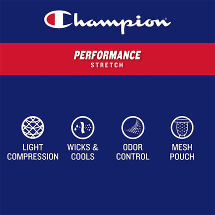 Champion Men's Boxer Briefs, Performance Stretch, Moisture Wicking, Multi-Pack, Regular Leg-Black-3 Pack, M (Pack of 3)