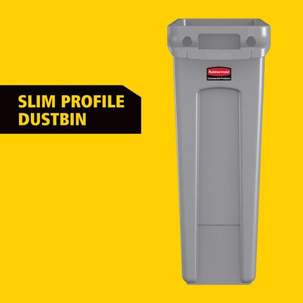 Rubbermaid Commercial Products Slim Jim Vented Container | Tall Plastic Recycling Waste Bin for Kitchen & Office Areas | 87 l, Blue