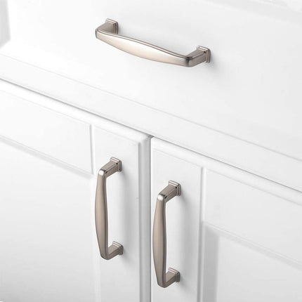 KOOFIZO 10 Pack 3-3/4 Inch Brushed Nickel Kitchen Cabinet Pulls Satin Silver Cabinet Handles Nickel Cabinet Hardware for Kitchen Cabinets 1817 Drawer Dresser Cupboard Bedroom