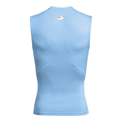 Under Armour Men's HeatGear Compression Sleeveless T-Shirt, (475) Carolina Blue/White, S