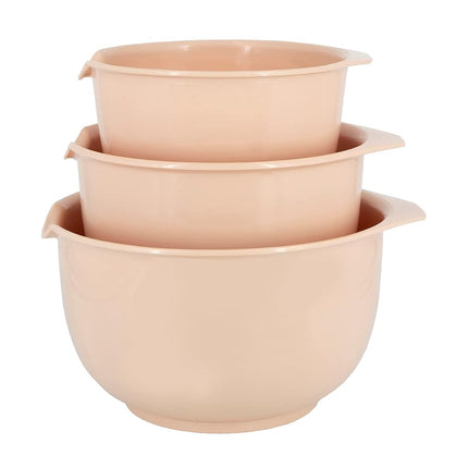 Cuencos mezcladores Glad con boquilla | Diseño anidable para ahorrar espacio | Plástico antideslizante, sin BPA, apto para lavavajillas | Suministros de cocina y repostería, Rubor, Juego de 3 piezas