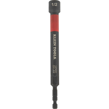 Klein Tools 12PNDC 1/2-Inch Magnetic Color-Coded Power Nut Setter, SAE, Impact-Rated Hex Nut Driver with 5-Inch Extended Reach Shaft