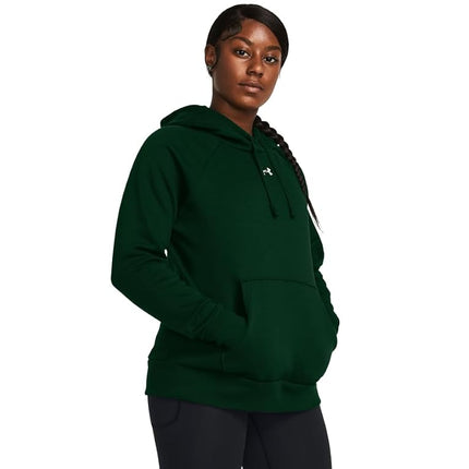 Under Armour Women's Rival Fleece Hoodie, (301) Forest Green / / White, XS