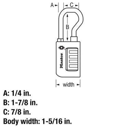 Master Lock Padlock, Set Your Own Combination TSA Accepted Luggage Lock, 1-5/16 in. Wide, 4696D