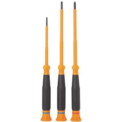 Klein Tools 85613INS Mini Precision Screwdriver Set, 1000V Rated Insulated Screwdrivers, 1 Phillips, 3/32, 1/8-Inch Slotted Tips, 3-Piece