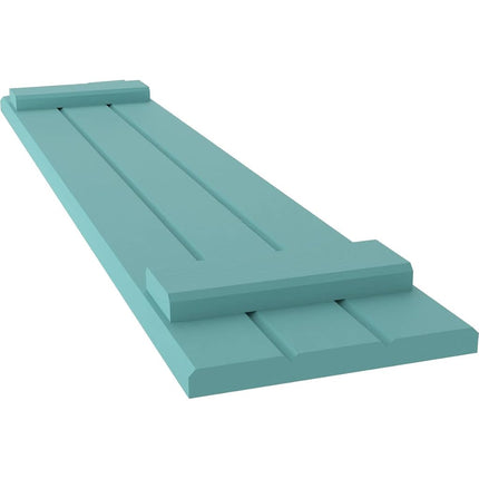 Ekena Millwork ARW101BE311X42PTH Americraft Three 2 Exterior Real Wood Joined Board-n-Batten Shutters w/Elliptical Top (Per Pair), 10 1/2"W x 42"H, Pure Turquoise