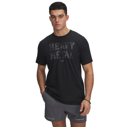 Under Armour Men's Project Rock Metal Short Sleeve T Shirt, (001) Black / / White Clay, XXL