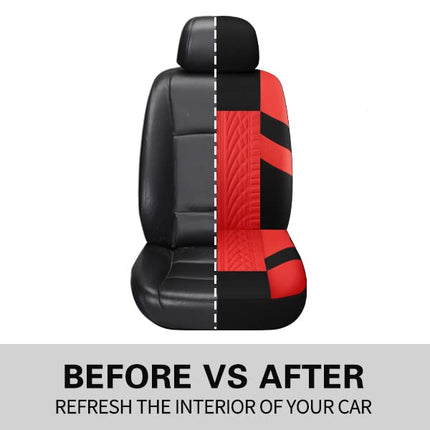 VarCozy Car Seat Covers Front Pair,Universal Cloth Front Seat Covers for Car,Breathable and Washable Seat Covers for SUV, Sedan, Van, Automotive Interior Covers, Airbag Compatible, Black&Red