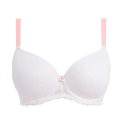 Freya Women's Offbeat Underwire Demi Molded Plunge T-Shirt Bra, Opaque, White, 28FF US