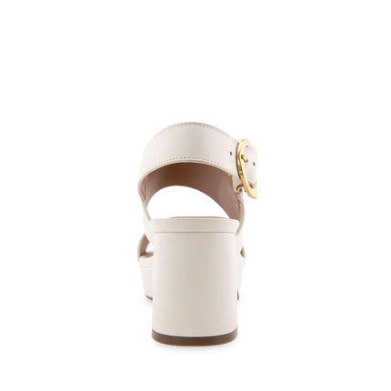 Aerosoles Women's Camera Platform Heeled Sandal, Eggshell Leather, 9 Wide