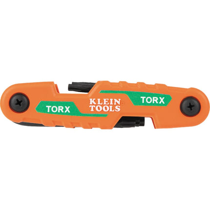 KLEIN TOOLS 70543 3-Piece Compact Folding Hex Key Set, Metric, SAE, Torx Sizes, 25 Keys, Industrial Strength Heat Treated Alloy Steel