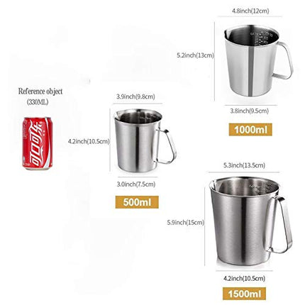 KSENDALO 1.0L/32oz SUS304 Stainless Steel Measuring Cup - Precision Engraved Markings for Liquid, Coffee, Milk & Espresso - 4 Cup Kitchen Mixing Pitcher, Container for Baking & Frothing