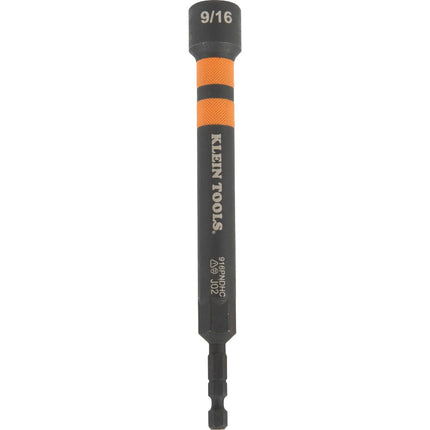 Klein Tools 916PNDHC 9/16-Inch Magnetic Color-Coded Power Nut Driver, SAE, Impact-Rated Hollow Nut Driver with 5-Inch Extended Reach Shaft