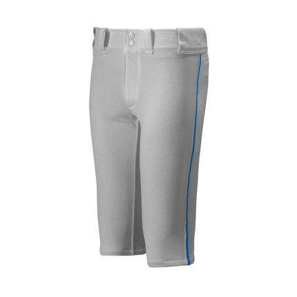 Mizuno Youth Premier Short Piped Pants, Grey/Royal, XX-Large