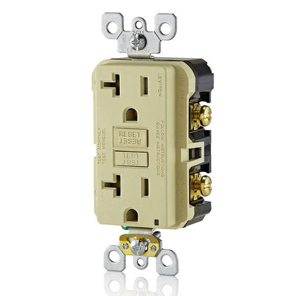 Leviton Weather Resistant GFCI Receptacle, Self-Test, 20 Amp, 125 Volt Feed-through, GFWT2-I, Ivory