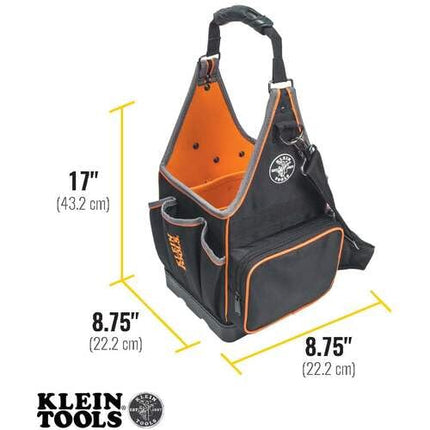 17" Electricians Tool Tote, 20 Pockets, Black, Orange