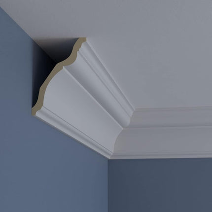 Ekena Millwork MLD05X03X06TR-CASE-2 Traditional Smooth Crown Moulding (2-Pack), 5 1/2"H x 3 7/8"P x 6 3/4"F x 94 1/2"L, Factory Primed