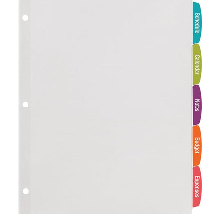 Avery Big Tab Printable White Label Dividers with Easy Peel, 5 Tabs, 4 Sets (14432)