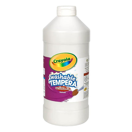 Crayola Washable Tempera Paint For Kids, White Paint, Classroom Supplies, Non Toxic, 32 Oz Squeeze Bottle