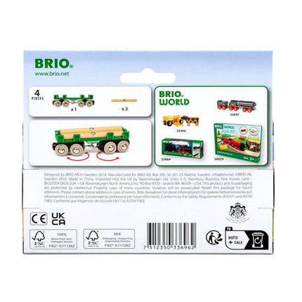 BRIO World Lumber Loading Wagon Engine Train Toy for Kids Age 3 Years Up - Wooden Railway Set Add On Accessories