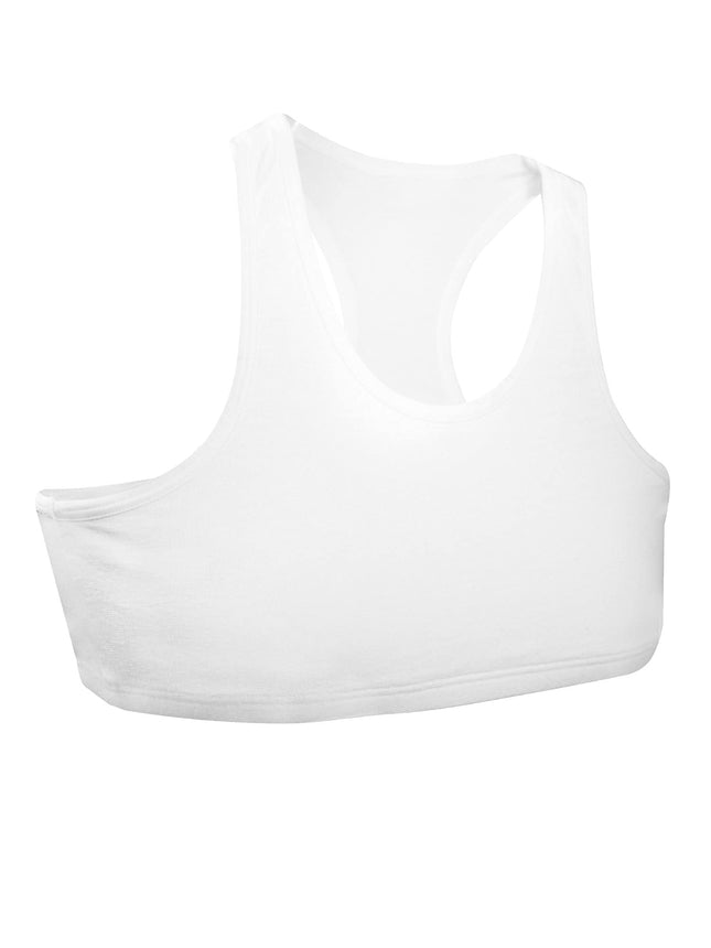 Fruit of the Loom Girls' Multi Cotton Built-Up Stretch Sports Bra Available in 6 Packs, Hyacinth/Eyeshadow/Grey Heather/White/Lilac/Blushing Rose, 30