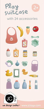 JC Toys - Doll travel case with 24 accessories, feeding, bathing, and care essentials for imaginative play, fits of dolls