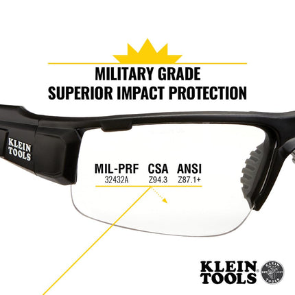 KLEIN TOOLS Safety Glasses, Professional PPE Protective Eyewear with Semi Frame and Clear Lens, Scratch Resistant and Anti-Fog 60161