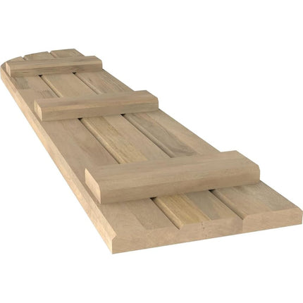 Ekena Millwork ARW401BQ311X33UNH Americraft Three 3 Exterior Real Wood Joined Board-n-Batten Shutters w/Arch Top (Per Pair), 10 1/2"W x 33"H, Unfinished