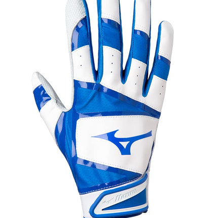 Mizuno B-303 Adult Baseball Batting Glove, White-Royal, X-Large