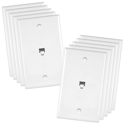 Enerlites 6631-W RJ11 Telephone Jack Wall Plate by 1-Gang, Standard Size, White, 6-Position 6-Conductor, Single Port 2-Line Support