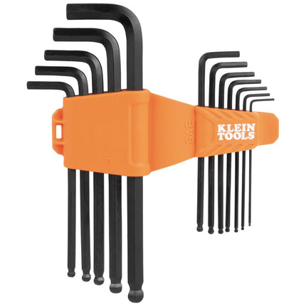 KLEIN TOOLS BLS22 22-Piece Long Ball-End Hex Key Wrench Set, SAE and Metric, Heat-Treated, L-Style, 1/16-Inch to 3/8-Inch and 1.5mm to 10mm