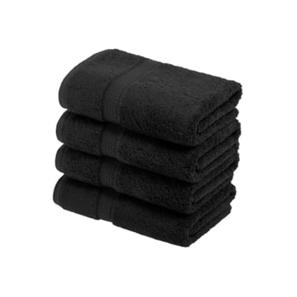 Lot de 4 serviettes à main supérieures en coton égyptien, serviettes de luxe ultra douces, essentiels épais et moelleux, absorbantes et lourdes, pour salle de bain d'invités, hôtel, spa, salle de bain à domicile, essentiels de douche, noir