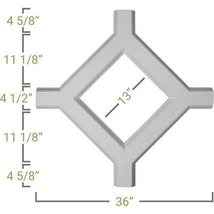 Ekena Millwork CC05IDI02X36X36TR Coffered Ceiling, Factory Primed White