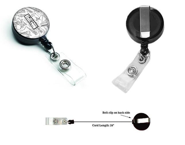 Caroline's Treasures CJ2007-IBR Lettre I Notes de Musique Lettres Enrouleur de Badge Rétractable, pour Porte-Badge d'Identité d'Infirmière avec Clip Enrouleur de Badge d'Employé Rétractable,