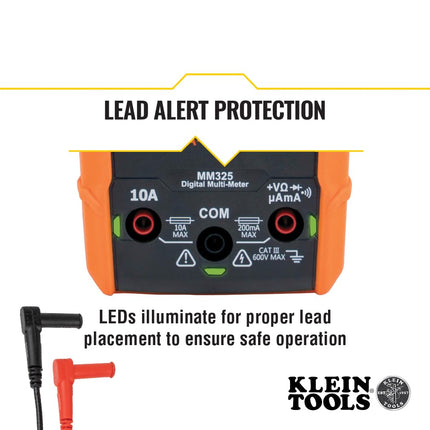 Klein Tools MM325 Multimeter, Digital Manual-Ranging 600V AC/DC Voltage Tester, Tests Batteries, Current, Resistance, Diodes, and Continuity,Black