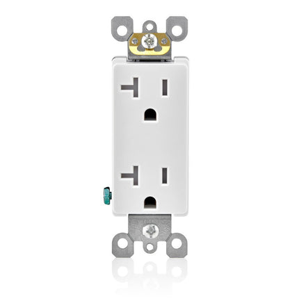 Leviton Decora 20 Amp Tamper-Resistant Duplex Wall Receptacle, T5825-00W, White