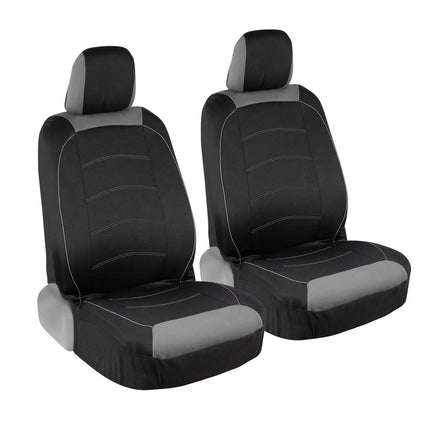 Motor Trend M314 Black/Gray Two Tone Premium Front Seat Covers with Waterproof Rear Protector – Universal Fit with Extended Bench Side Coverage for Car, Truck, Van, and SUV