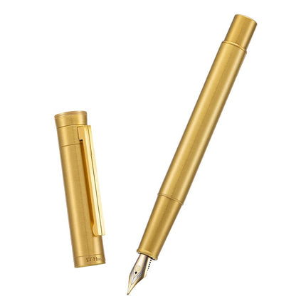 ASVINE Hongdian 1861 Brass Fountain Ink Pen, Long Blade Nib, Classic Design Smooth Writing Pen with Converter & Metal Pen Case Set
