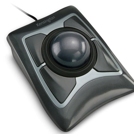 Ratón trackball ergonómico Kensington Expert Mouse con cable para PC, Mac y Windows, con anillo de desplazamiento, diseño ambidiestro y seguimiento óptico - Gris (64325)