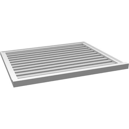 42"W x 34"H Rectangle Surface Mount PVC Gable Vent: Functional, w/ 2"W x 2"P Brickmould Sill Frame