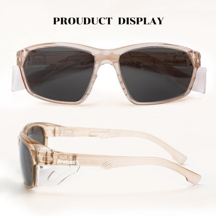 ProtectX Stylish Anti-Fog & Scratch-Resistant Safety Glasses With Readers, UV Protection Goggles, Anti-Impact Lightweight Glasses for Men＆Women Cold Brew Tinted Smoke - 2 Pack