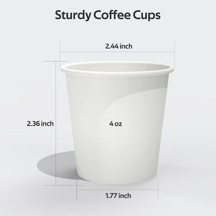 Dealusy 100 Count Paper Cups 4 oz, Leak-Free Food Safe 4oz Cups, Paper Coffee Cups, Hot Cups, Disposable Small Paper Cups